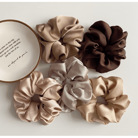 Scheam 5 Pcs Scrunchies for Women Hair Ties Bands Satin Hair Scrunchies for Girls Big Scrunchies for Women's (Mixed Colors)