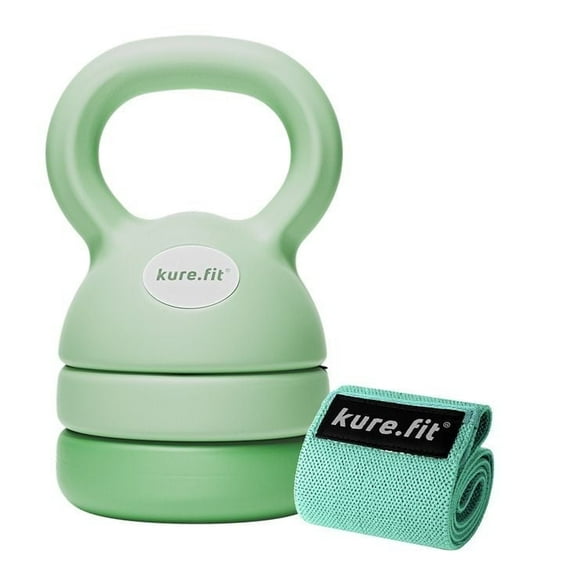 kure.fit Adjustable Kettlebell | 5 lb - 12 lb | Kettlebell Weights Set for Home Gym | Full-Body Workouts, Strength Training, Weight Loss | Fabric Booty Band | Beginners & Women