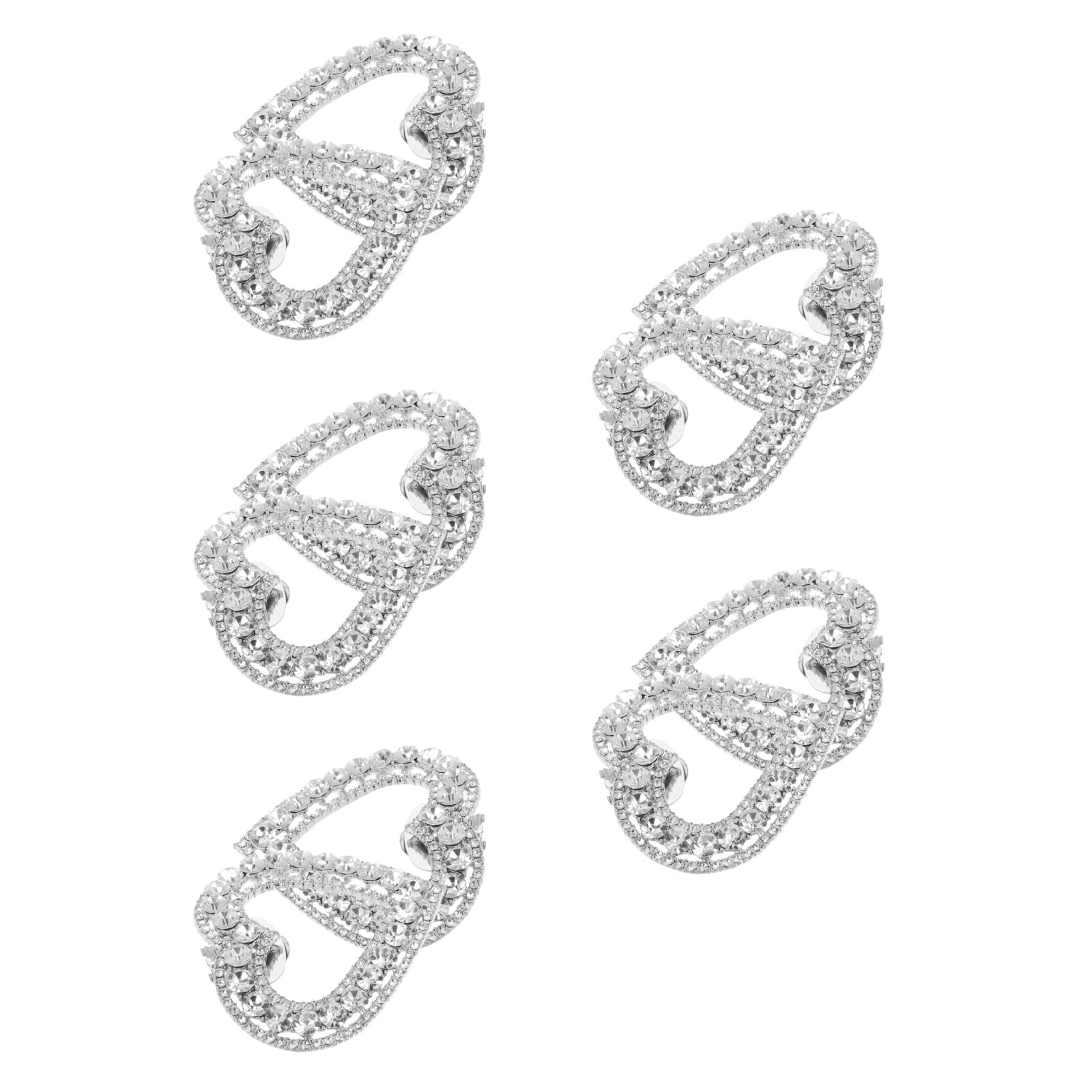 Masteelf 5 Pairs  Heart Shoe Clips Detachable Shoe Buckle Clips Wedding Shoe Crystal Decoration Charms Women Rhinestone Shoe Accessories For Diy Accessories