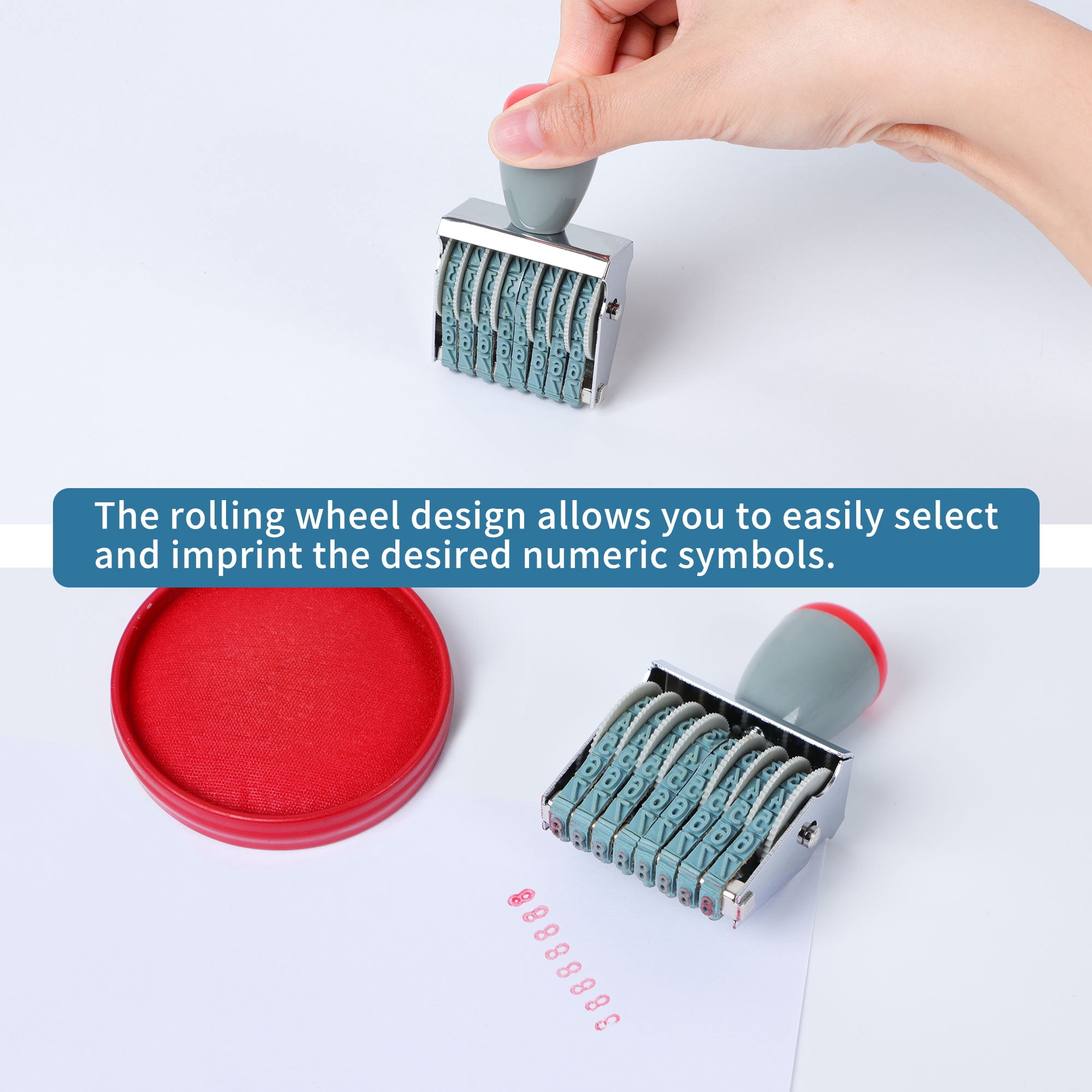 Unique Bargains 8 Digit Number Roller Stamps Changeable 0-9 Numbering Stamp