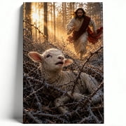 Jesus Rescuing Lost Lamb Wall Art, Good Shepherd Christian Decor, Inspirational Religious Poster for Living Room, Church or Prayer Room 8*12