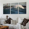 thumbnail image 2 of Nawypu  3D Sea Wave Lighthouse Landscape Paintings On Canvas Horizontal Wall Art for Living Room Dining Room 12''x16''X3 Panels, 2 of 4
