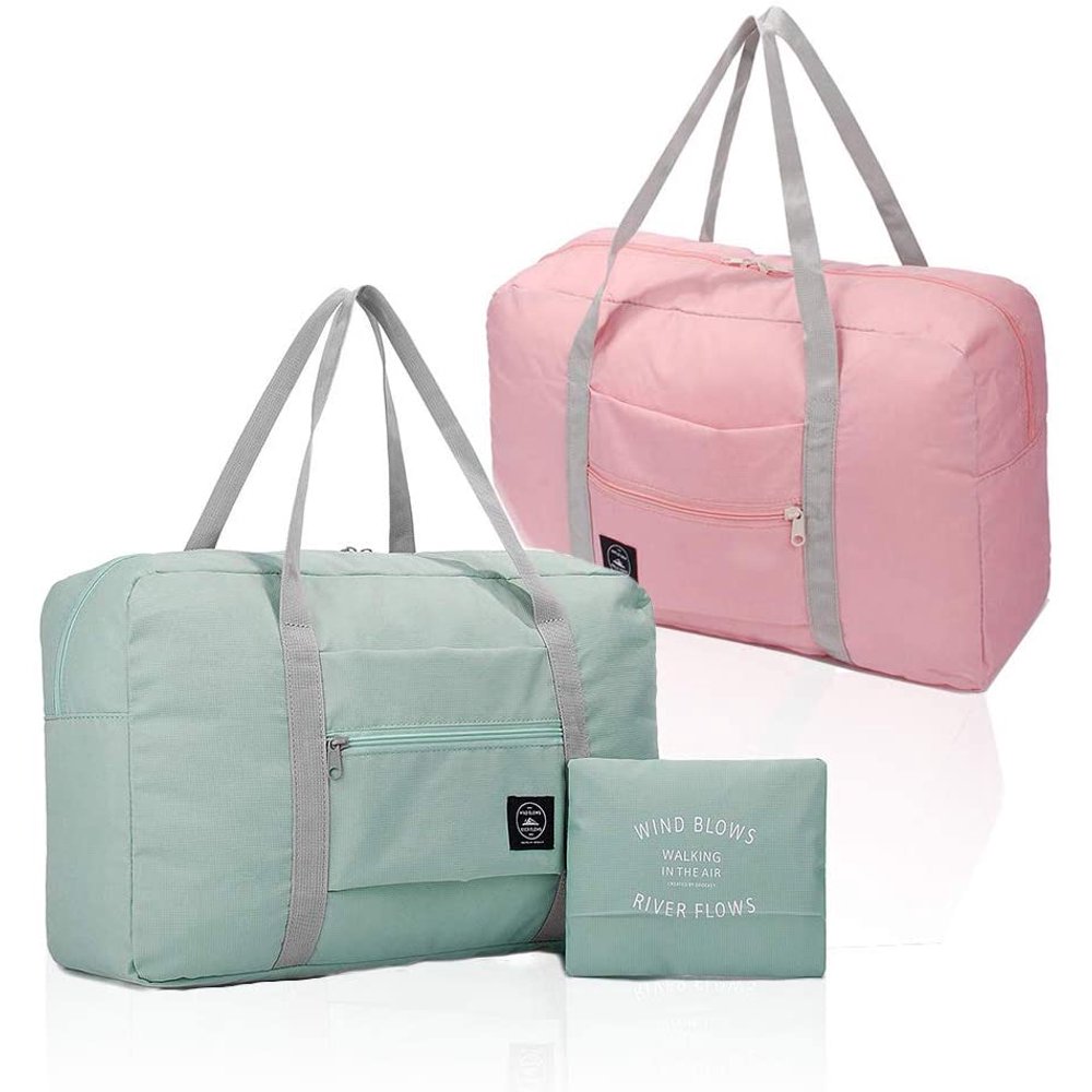 2 Pack Foldable Travel Duffel Bag, Amerteer Waterproof Carry On Luggage