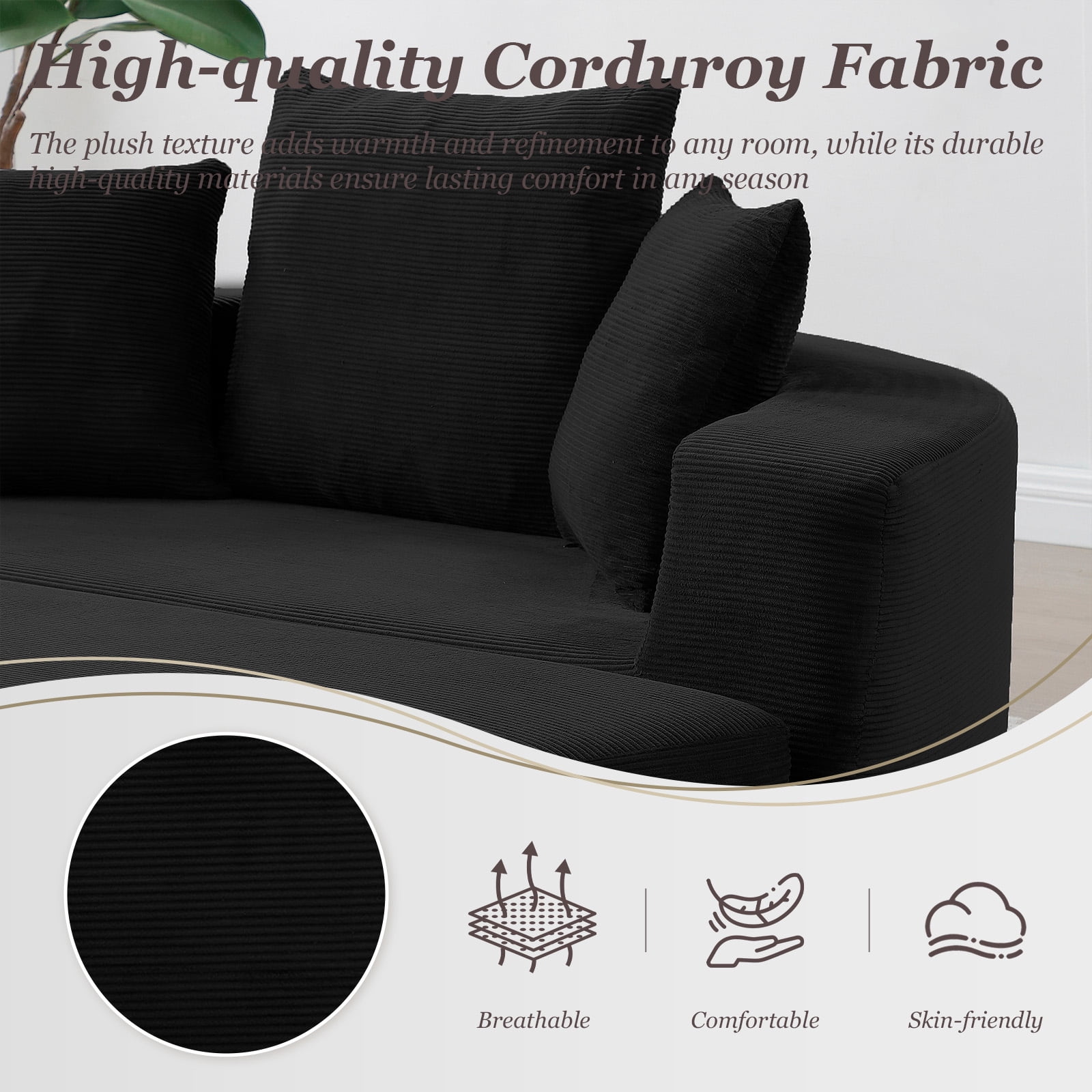 MOONMISS Convertible Sofa Couch Bed,Multi-Functional,Circular Bed,Adjustable Futon Sofa For Apartment Office Bedroom Living Room,Black