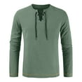 thumbnail image 3 of Aofany Men's Long Sleeve V-Neck Top Fall Fashion Casual Tie Solid Color T Shirt, 3 of 3