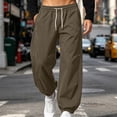 thumbnail image 3 of Afuyipoi Mens Jogger Pants Drawstring Elastic Waist Cuffed Ankle Casual Trousers Army Green Size L, 3 of 10