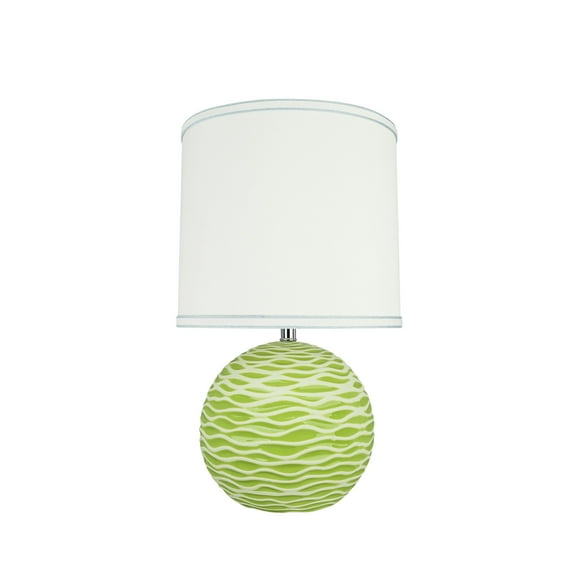 Aspen Creative 40189-11, 19-1/2" High Transitional Ceramic Table Lamp, Light Green and Hardback Drum Shaped Lamp Shade in White, 11" Wide