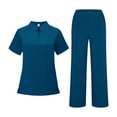 thumbnail image 2 of Minjewel Women's Quick-Dry Polo Collar Short Sleeve Scrubs for Women Set, Professional & Moisture-Wicking Scrub Set for Nurses & Caregivers,Blue L, 2 of 6