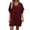 Wine, variant on QIUOMBBP Womens Cocktail Dresses V Neck Ruffle Short Sleeve Mini Sundress Summer Loose Business Casual Dress Navy S