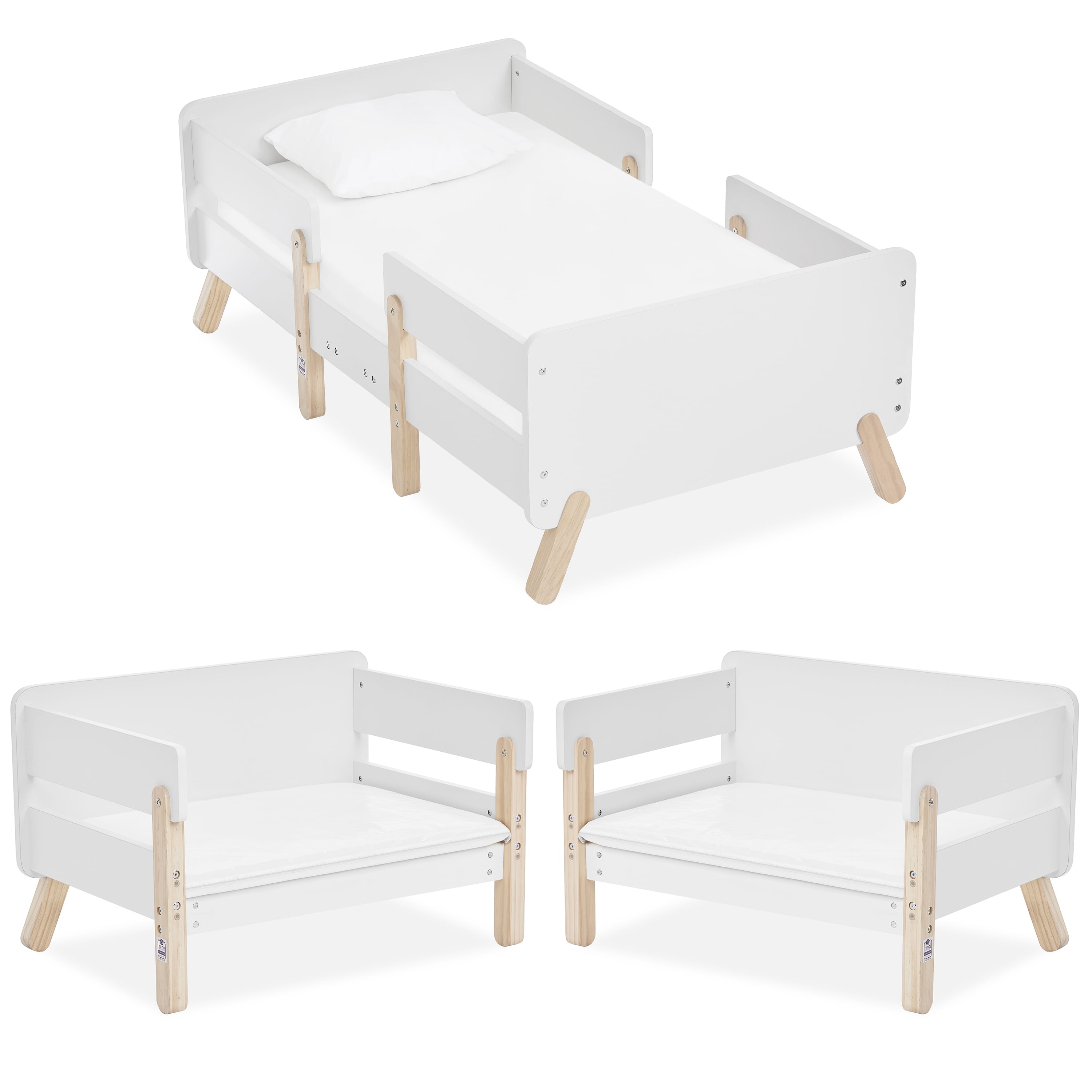 Dream on Me Osko Convertible Toddler Bed, JPMA & Greenguard Gold Certified, White/Natural