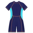 thumbnail image 4 of inlzdz Kids Girls Boyleg Swimming Surfing Jumpsuit One Piece Short Sleeve Beach Swimsuit Bathing Suit Royal Blue 150, 4 of 7