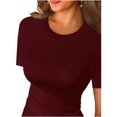 thumbnail image 2 of Summer Slim Fit Short Sleeve Women Crew Neck T Shirt, 2 of 4