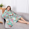 thumbnail image 5 of Oversized Wearable Blanket Hoodie,Bichon Dog Blue Florals Sherpa Blanket Hoodie with Super Pockets,Super Warm Fuzzy Pullover for Women & Men, 5 of 6