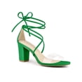 thumbnail image 1 of BLISSFUL STEP Sandales à Talon Bloc à Lacets pour Femme à Bride Transparente Vert (Taille 6), 1 of 8