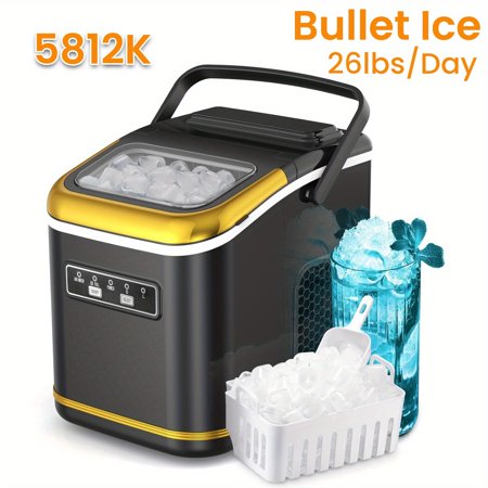 44LBS/Day Nugget Countertop Ice Maker & 26LBS/Day Bullet Ice Maker - Self - Cleaning, Sonic Ice, One - Touch, Stainless Steel, Space - Saving for Home/Kitchen/Office