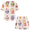 thumbnail image 3 of Cartoon Cake Print Women'S Pajamas Set Summer Sleepwear Sets 2 Piece Lounge Set, 3 of 7