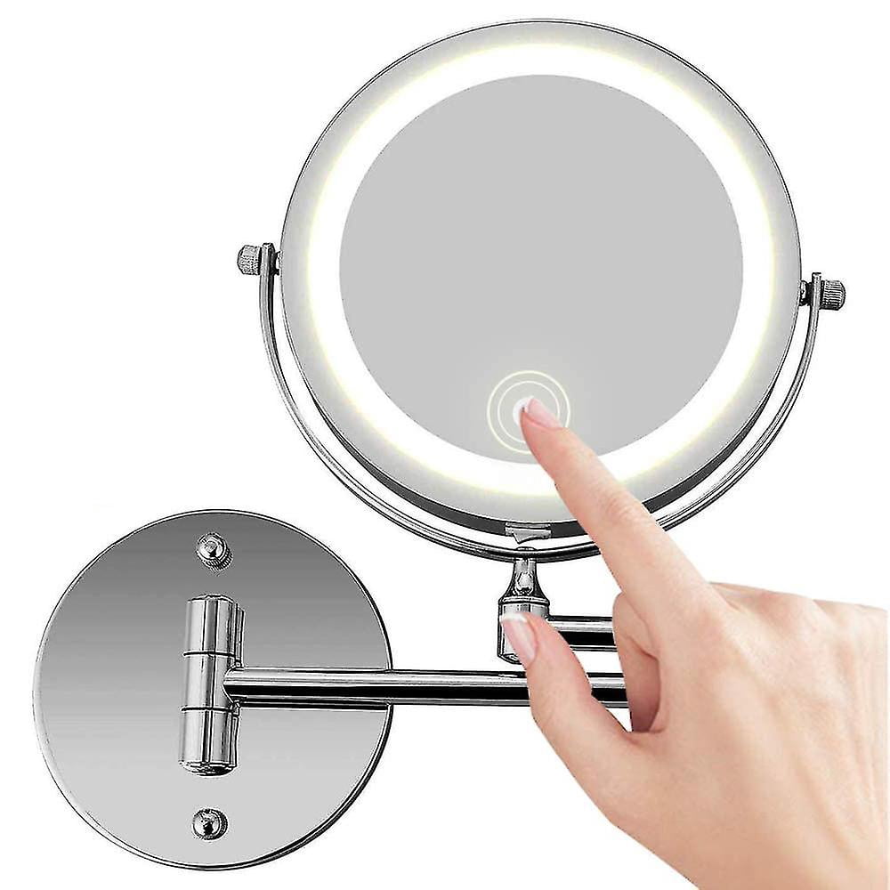 Espejo De Maquillaje De Pared De Doble Cara De 20 Cm, LED Recargable