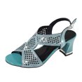 thumbnail image 5 of Women's Low Wedge Sandals Sparkly Rhinestone Open Toe Fashion Dress Shoes Lady Bridal Lightweight Dance Evening Heels Blue Size 7, 5 of 5