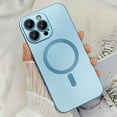 thumbnail image 4 of Magnetic Case for iPhone 15 Pro Max Phone Case for Women, Matte Luxury Soft Metallic Luster Design with Camera Lens Protector, Compatible with Magsafe Case for iPhone 15 Pro Max 6.7"-Blue, 4 of 12