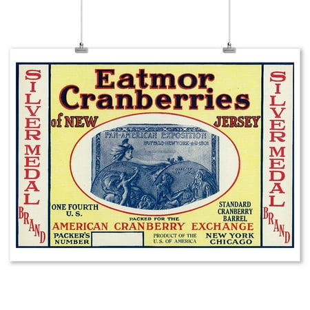 Silver Cranberry - Silver Medal Eatmor Cranberries Brand Label (9x12 Art Print, Wall Decor Travel Poster)