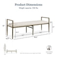 thumbnail image 2 of Lalia Modern Upholstered 59-inch Hammered Metal Accent Bench, Matte Gold, 2 of 13