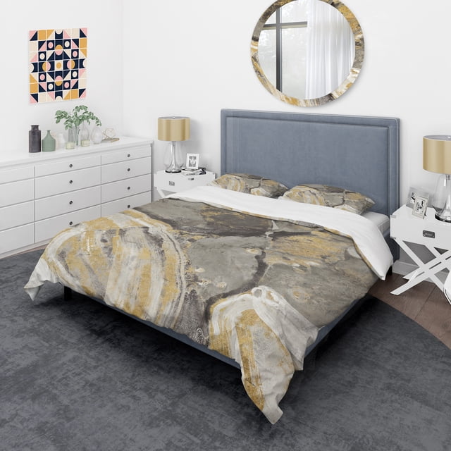 Designart 'Glam Phoenix Neutral' Glam Bedding Set - Duvet Cover & Shams