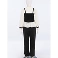 thumbnail image 3 of Haitryli Kids Girls Puff Long Sleeve Shirt with Bell-Bottom Pants Outfits for Birthday Party Holiday Gathering Black 11-12, 3 of 7