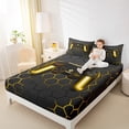 thumbnail image 4 of Manfei Teens Video Game Queen Sheet Sets,Console Game Lover Flat Sheet,Yellow Hexagon Print Queen Fitted Sheet For Kids,Microfiber Bedroom Decor,4-Piece, 4 of 7