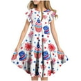 thumbnail image 2 of Delliss Girls Dress Flared Sleeve Ruffle Hem A-Line Sundress Casual Dresses 6-15 Years, 2 of 7