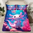thumbnail image 2 of Manfei Girly Pink Axolotl Bed Sheets, Kawaii Cartoon Sealife King Sheets, Marine Ocean Coral Sheet Set, Ultra Soft Home Decor, 4pcs, 2 of 7