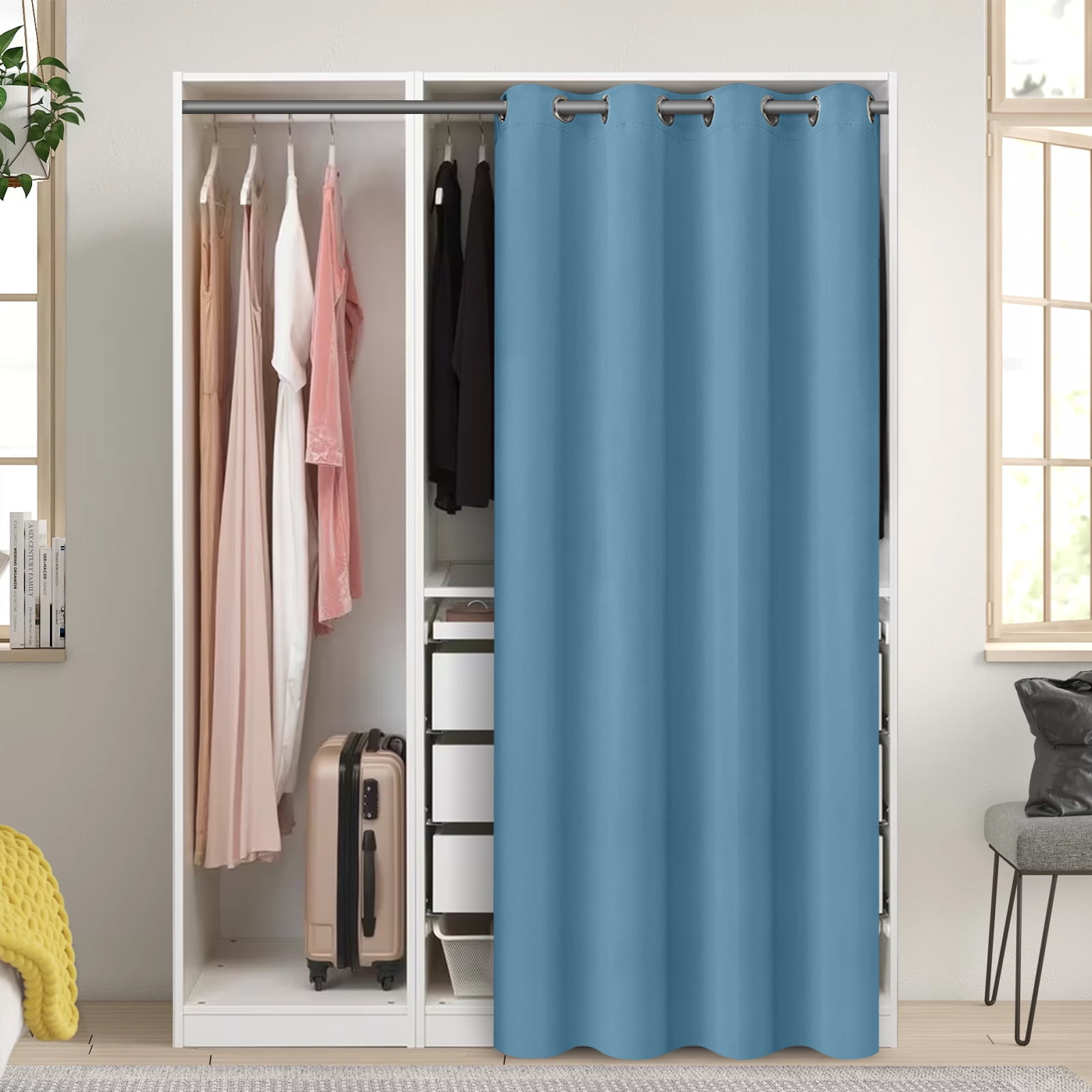 DONGPAI Blackout Curtains for Doorways and Closets, Privacy Door Curtain Room Divider Thermal Insulated Door Curtain, 1 Panel, 34" x 80", Blue
