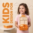 thumbnail image 3 of M Buder 1700ML Bento Box for Kids, Leak-Proof Child Lunch Box with 3 or 4 Compartments, 350 ml Insulated Food Jar, Fork, Spoon, Orange, 3 of 10