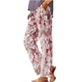 thumbnail image 3 of Sentmoon Women's Pants with Print High Waist Petite Linen Pants for Women Loose Fit Straight Leg Stylish Summer Plus Size Pants for Women with Pocket Beach Supplies for Everyday Casual Wear, 3 of 6