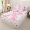 thumbnail image 2 of Catabedysis Ribbon Monogram X Zipper Twin Comforter Sets with Fitted Sheet and 2 Pillowcases,Coquette Bow Zipper Bedding Set For Girls,Pink Reversible,4 Pieces, 2 of 7
