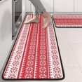 thumbnail image 2 of Kitchen Rugs Sets Of 2,Red Christmas Geometric Snowflake Pattern Anti Fatigue Kitchen Mat Rugs Non Slip Washable,Decorative Kitchen Floor Mats for Kitchen,Sink,Laundry,17"x47"+17"x47", 2 of 5