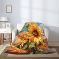 thumbnail image 2 of Throw Blanket for Couch Sofa and Bed, sunflower blue sky Super Soft Plush Throw Blanket, Fuzzy Cuteness Comfy Warm Washable Flannel Blanket & Throws for All Season 80"x60", 2 of 5
