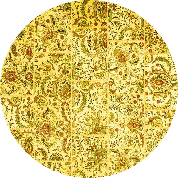 Ahgly Company Indoor Round Persian Yellow Traditional Area Rugs, 8' Round