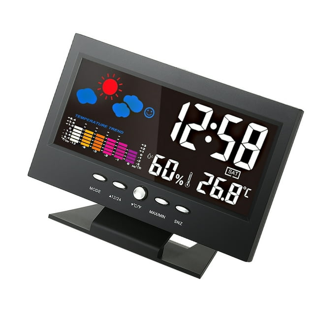 Labymos °C/°F Multifunctional Indoor Colorful LCD Digital Temperature Humidity Meter Clock Thermometer Hygrometer Calendar Temperature