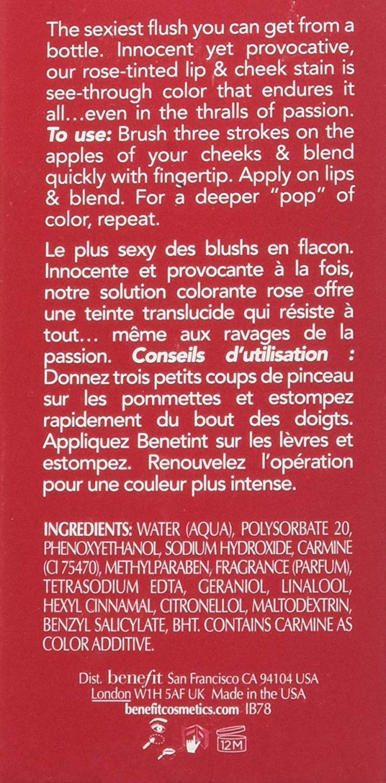 Benefit Cosmetics Benetint Rose Tinted Lip & Cheek Stain 0.33 FL OZ
