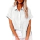 thumbnail image 1 of Camisa holgada de verano con solapa y botones para mujer: top informal de manga corta enrollada, poliéster, adecuado para la playa o para llevar por la calle., 1 of 5