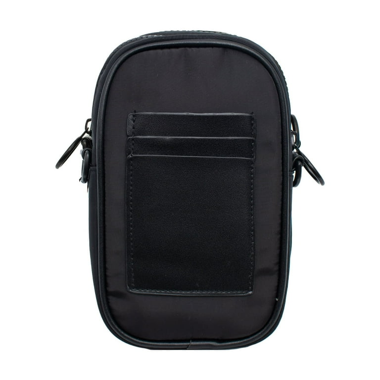 Ed Hardy Unisex Black/Pink Nylon Phone Crossbody Bag with