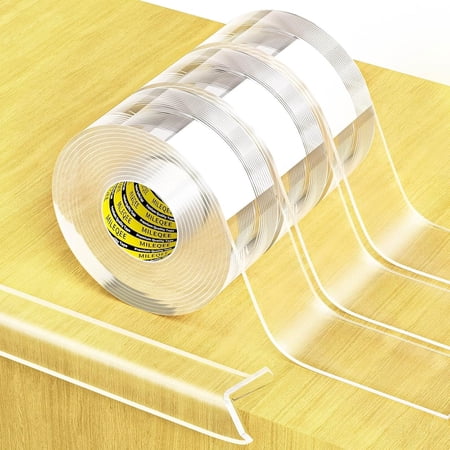 Clear Edge Protector Strip, 0.8in x 9.84FT, Sharp Edge Wrap Cover Tape, Self Adhesive Corner Protective Bumper Guards for Cabinet Door Desk Glass Table Furniture, Kitchen Countertop, Waterproof