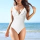 thumbnail image 2 of Traje de baño de bikini con cuello en V y lazo de encaje de color sólido para mujer Traje de baño Fridja nalpqowj51818, 2 of 9