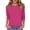 Hot Pink, variant on T-Shirts for Women Plus Size 3/4 Length Sleeve Solid Color Crewneck Pleated Lightweight Dressy Tunic Tops Hot Pink XL