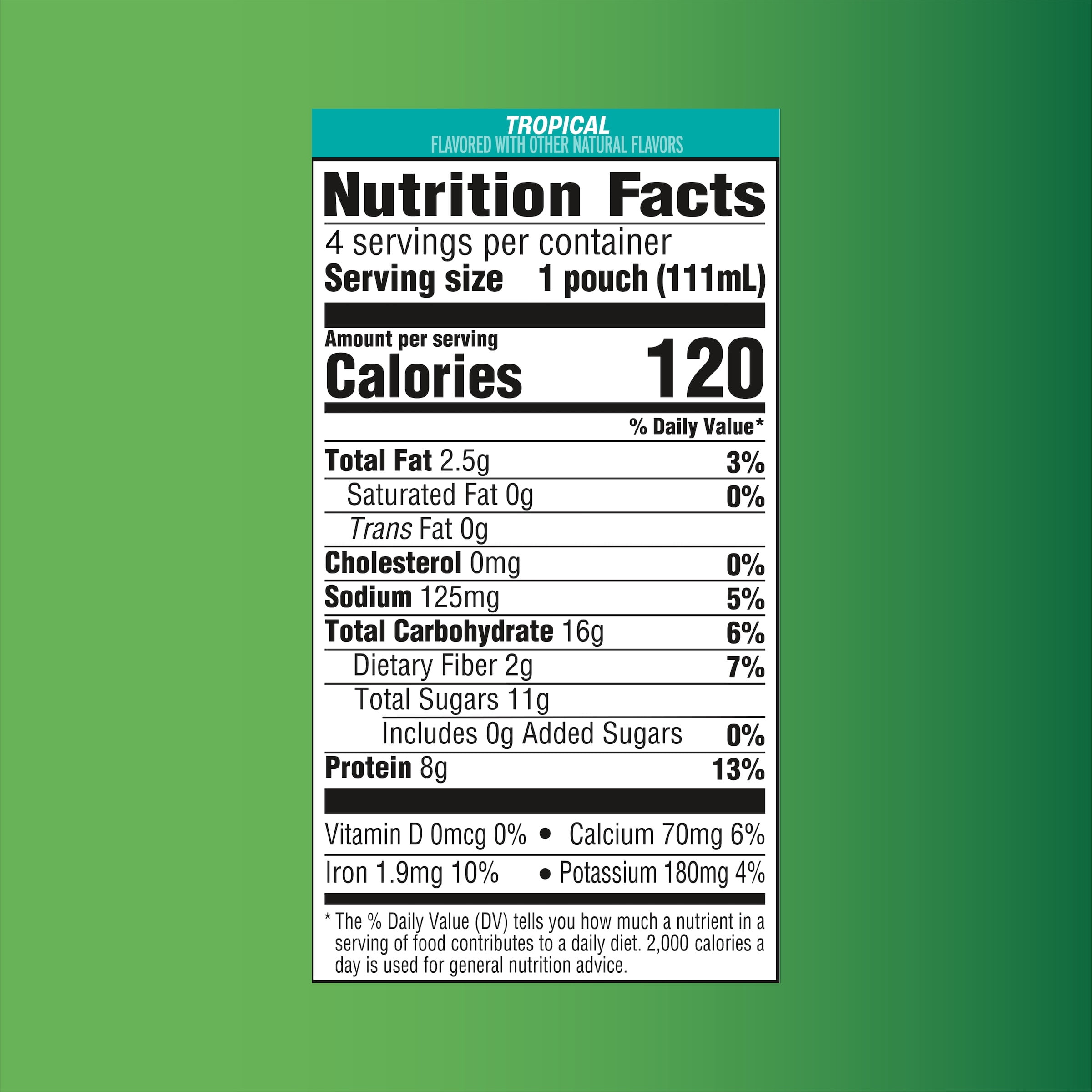 GOGO 8g Protein Tropical Fruit Smoothie On The Go Pouches , 3.75 fl oz (4 Pack)
