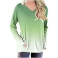 thumbnail image 4 of Tauxra Womens Casual Tops,Gradient Printed V-Neck T-Shirt for Women,Long Sleeve Raglan Sleeve Casual Loose Top,T-Shirts for Women,Womens Fashion Tops, 4 of 5