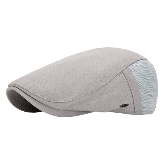 Comfortable Men's Cotton Newsboy Cap Flat Hat Classic Herringbone Pattern Adjustable Fit for Golf Cabbie Driving Daily Wear (Light Gray)
