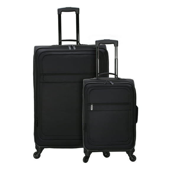 Protégé 2-piece Softside Luggage Set, Includes 28-inch Checked and 20-inch Carry-on Luggage, with 360 Spinner Wheels and Organizer Pockets, Rich Black