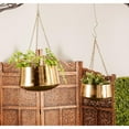 thumbnail image 2 of DecMode 5", 7"H Round Gold Metal Hanging Dome Wall Planter with Chain (2 Count), 2 of 11