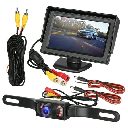 Rearview Car LCD Monitor Camera,EEEkit 4.3 Inch Backup Camera LCD Display Waterproof Support IR Night Vision,170'Viewing Angle,Fits Car Camera, DVD, VCD, STB, Satellite